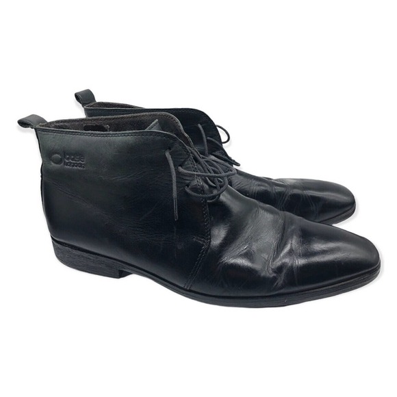 Base London Boots 43 / US 10 Mens Black Leather Ankle Chukka Low Heel Lace Up - Picture 1 of 7